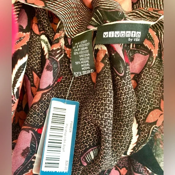 Vivante Long Lightweight Scarf Whimsigoth Dark Floral - Picture 5 of 5